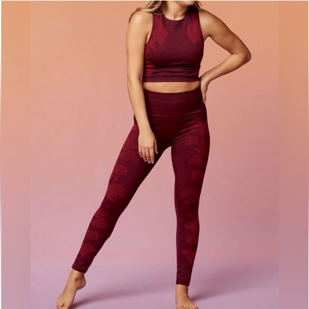 Fabletics red floral workout set
